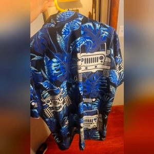 Men's Blue Hawaiian Jeep Short Sleeve Shirt XXL